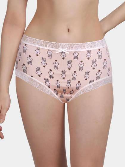 Susie Peach Bunny Printed Medium Waist Hipster Panty
