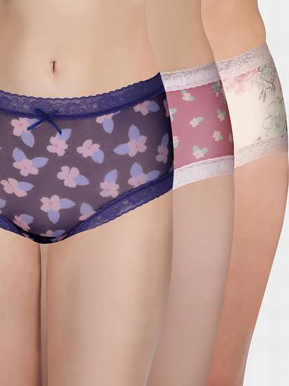 Susie Multicolor Fully Floral Medium Waist Hipster Panty Combo C