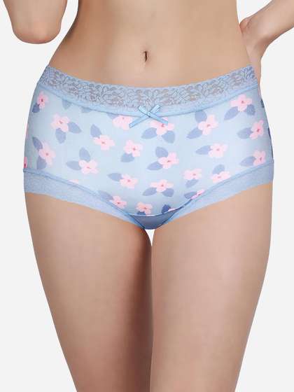 Susie Delicate Blue Fully Floral Medium Waist Hipster Panty