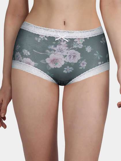 Susie Green White Fully Floral Medium Waist Hipster Panty