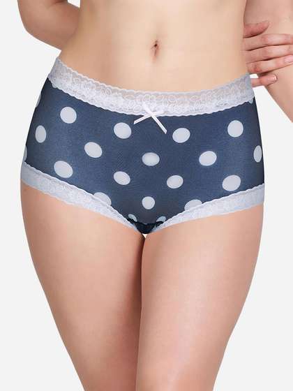 Susie Blue White Polka Floral Full Coverage Hipster Panty
