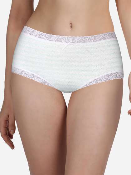Susie Green White Striped Melange Lace Hipster Panty