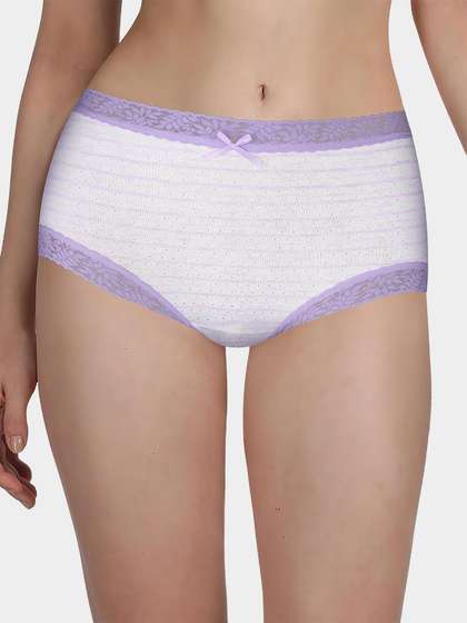 Susie Lavender White Striped Melange Lace Hipster Panty