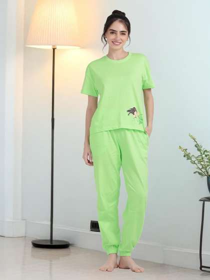 Shyaway Paradise Green Cuffed Bottom Pyjama Set