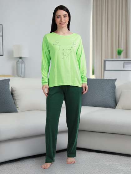 Shyaway Paradise Green Full Sleeve Pyjama Set