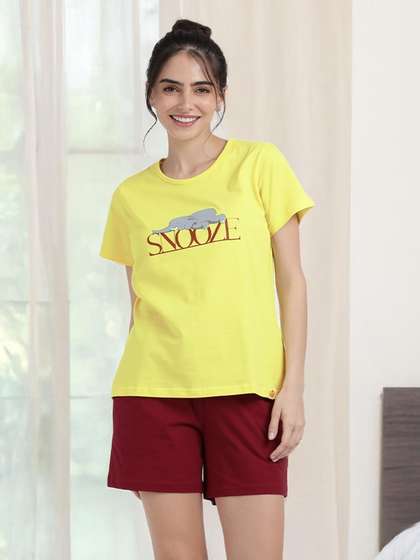 Shyaway Lime Light Yellow Cozy Pyjama Shorts Set