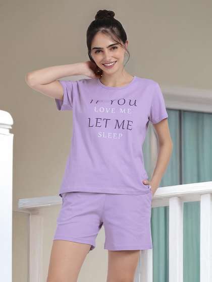 Shyaway Pastel Lilac Cozy Pyjama Shorts Set