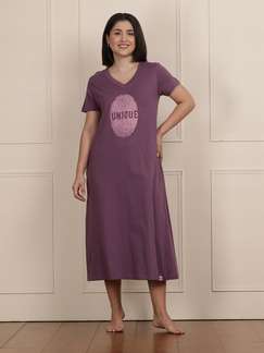 chinese dress ladies Shop Ruby Red Cotton Printed Short Nightdress for Women – 9shines label