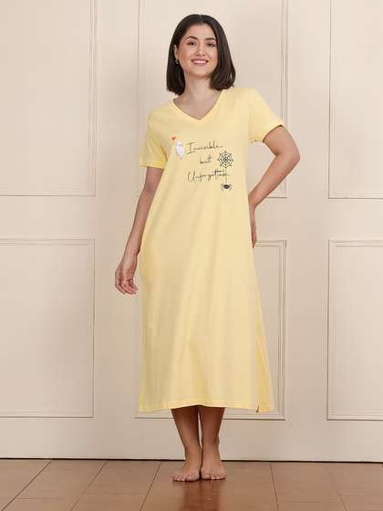 Shyaway Golden Haze V Neck Printed Sleep Tee