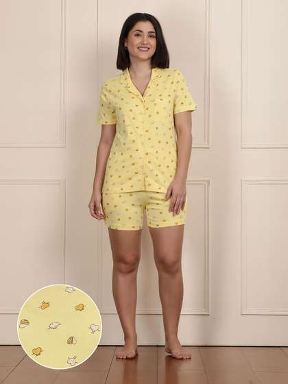 Shyaway Golden Haze Collared Pyjama Shorts Set