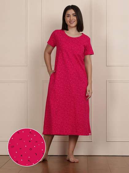 Shyaway Virtual Pink All Over Printed Cozy Sleep Tee