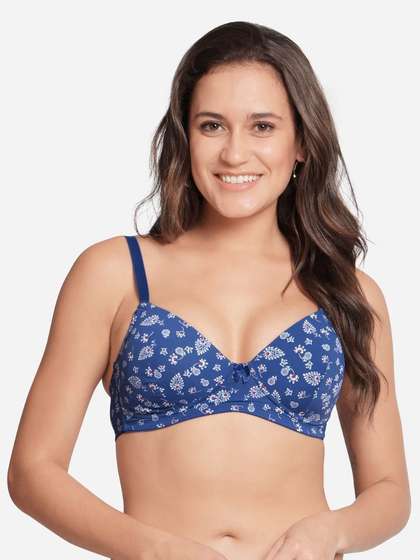 Taabu Surf Blue Paisley Print Padded Wirefree T shirt Bra