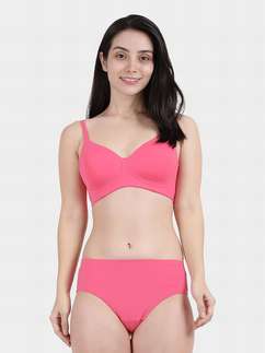 Susie Pink Lemonade Basic Padded Non Wired Bra Lingerie Set