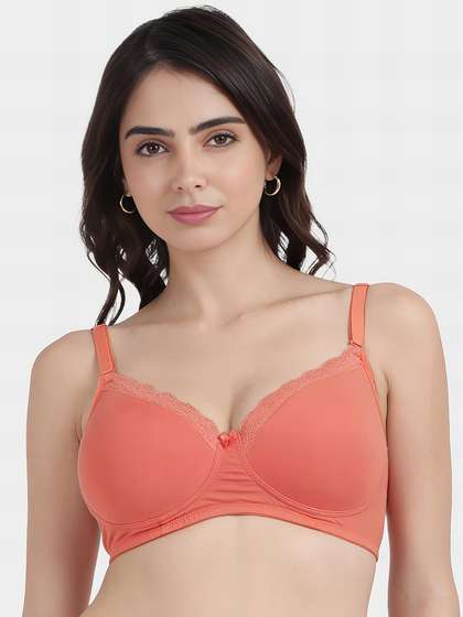 Susie Crab Apple Elegant Lace Neckline Padded Non Wired Bra