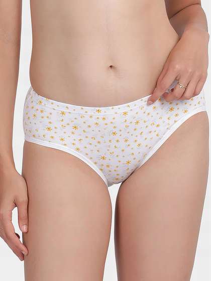 Susie Bright White Floral Print Full Coverage Hipster Panty