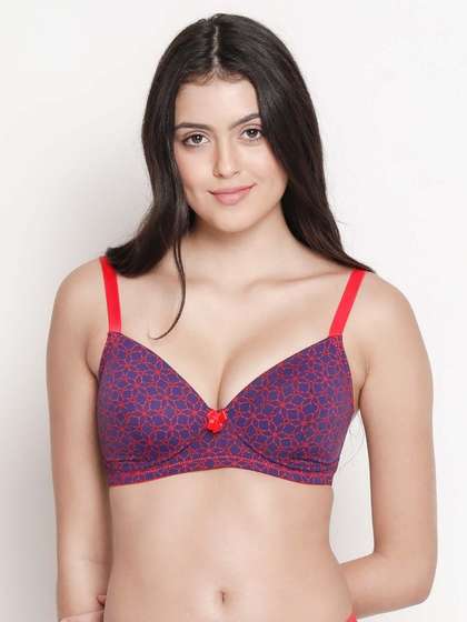 Taabu Ocean Blue Flower Print Padded Wirefree T shirt Bra