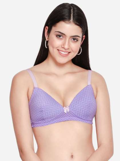 Taabu Pastel Lilac Abstract Print Padded Wirefree T shirt Bra