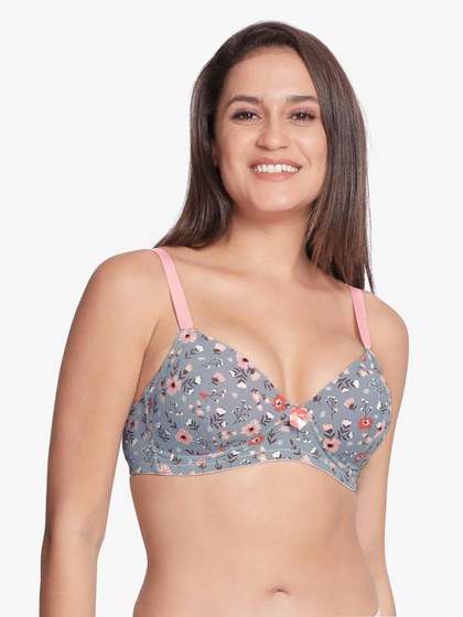 Taabu Monument Grey Floral Print Padded Wirefree T shirt Bra