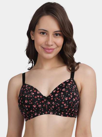 Taabu Black Floral Print Padded Wirefree T-Shirt Bra