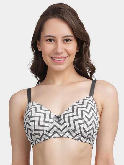 Taabu Grey Chevron Print Padded Wirefree T-Shirt Bra
