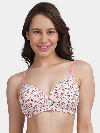 Taabu White Floral Print Padded Wirefree T-Shirt Bra