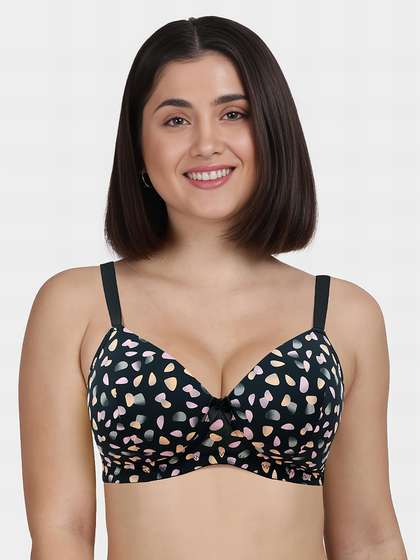 Taabu Black Printed Padded Wirefree T-Shirt Bra