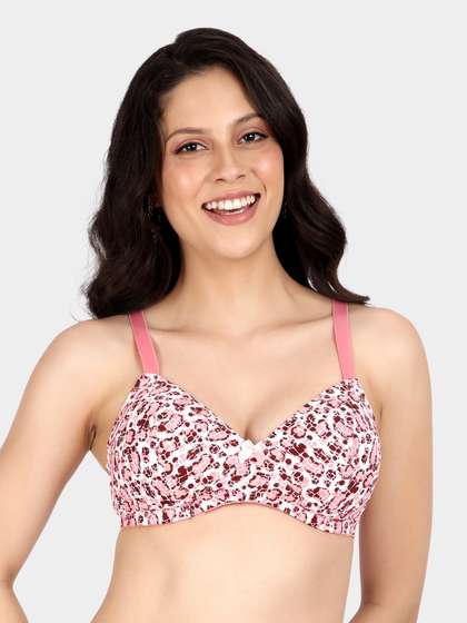 Taabu PinkTulle Printed Padded Wirefree T-Shirt Bra