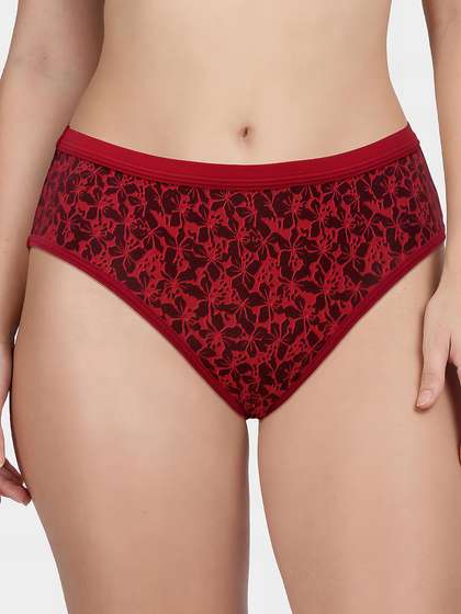 Taabu Savvy Red Printed Polyamide Bikini Panty