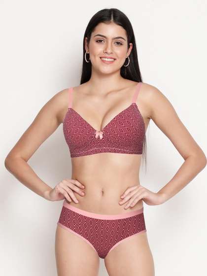 Taabu Cabernet Red Geometric Print Lingerie Set