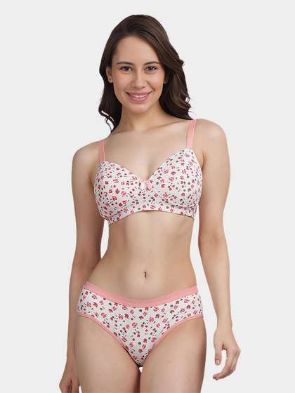 Taabu White Floral Printed Lingerie Set
