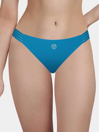 Susie Caribbean Blue Solid Seamless Bikini Panty