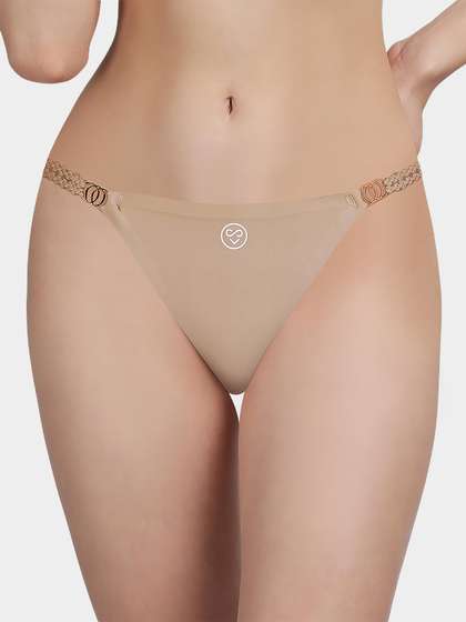 Susie Sand Skin Solid Seamless Decorative String Bikini Panty