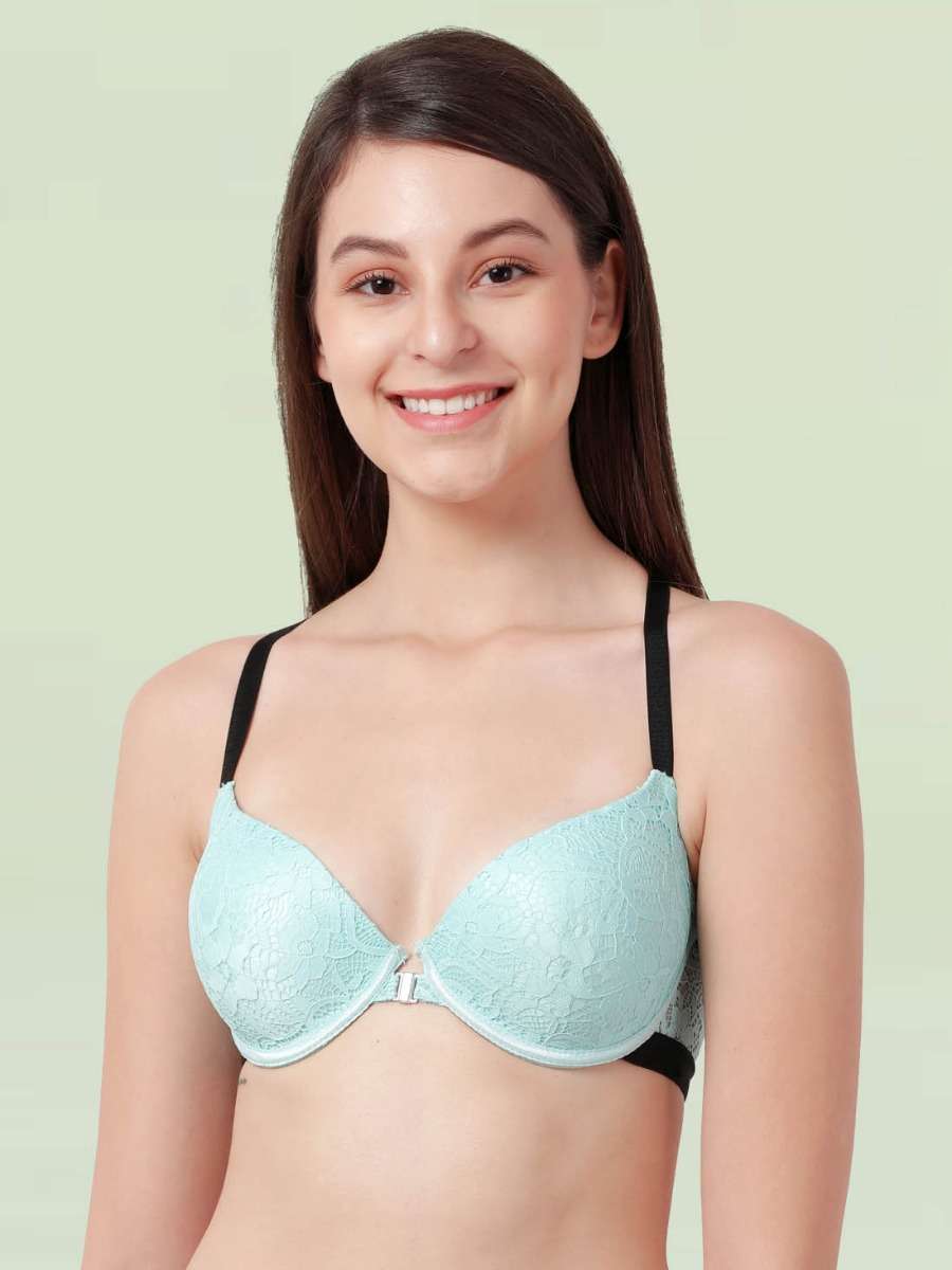 Susie Paradise Green Fancy Back Lace Front Open Bra