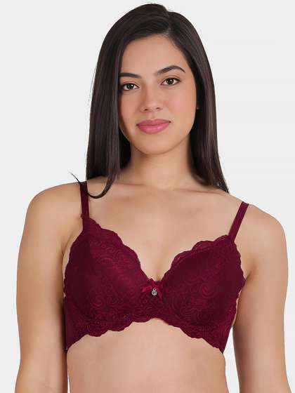 Susie Persian Red Full Cup Lace Padded Wired Bra