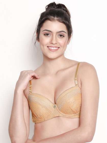 Susie Double Cream Padded Wired Demi Coverage Full Lace Bra