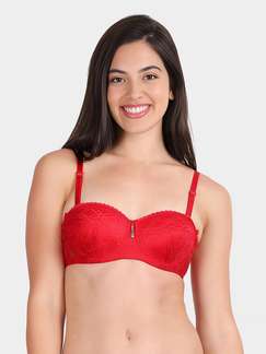 Susie Red Lace Detachable Strap Padded Underwire Balconette Bra