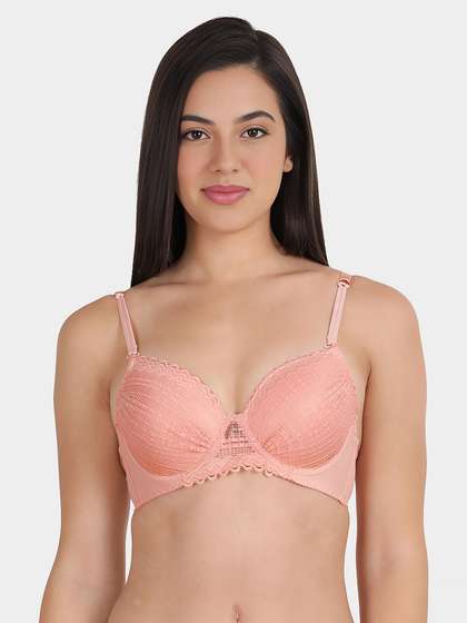 Susie Pale Rosette Pink Padded Wired Full Lace Designer Bra