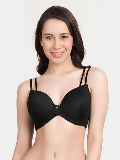 Susie Black Beauty Double Straps Criss Cross Front Padded Wired Bra