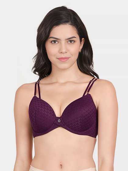 Susie Deep Purple Double Straps Criss Cross Front Padded Wired Bra