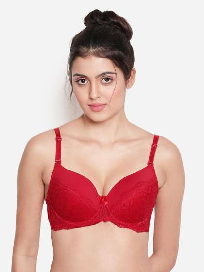 Susie Fiery Red Half Lace Cup Padded Wired Bra