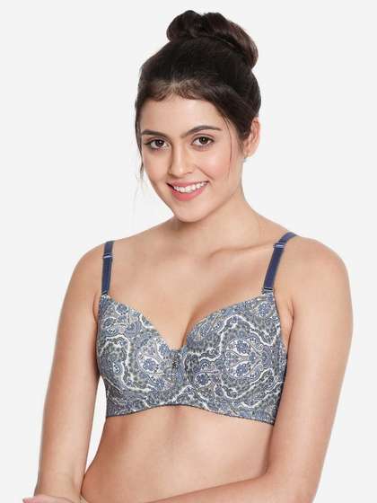 Susie Azurine Blue Paisley Printed Padded Wired Bra