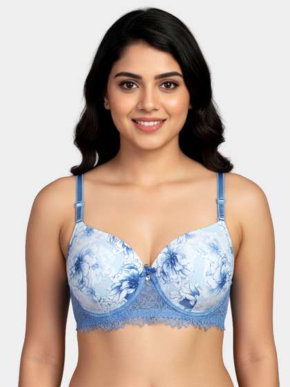 Susie Delicate Blue Printed Lace Padded Bra