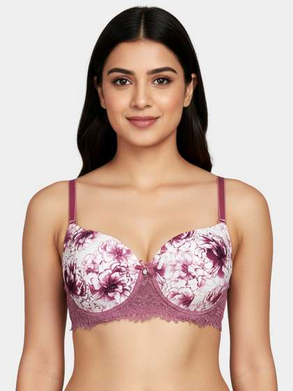 Susie Dusky Orchid Printed Lace Padded Bra