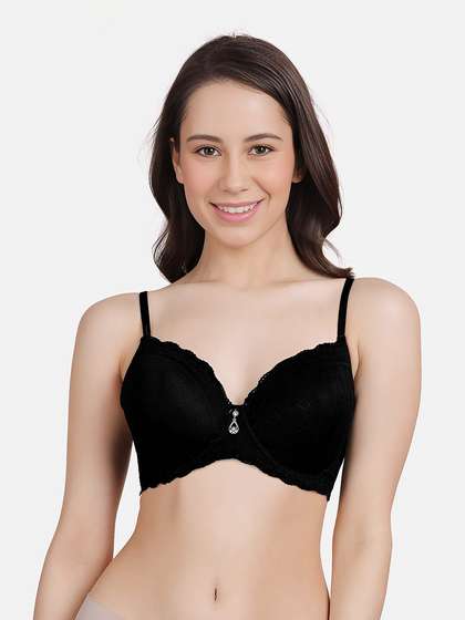 Susie Black Beauty Fancy Strap Padded Wired Bra