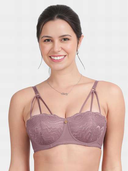 Susie Orchid Haze Lace Decorative Front Strap Padded Wired Balconette Bra
