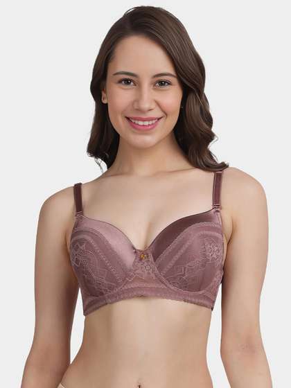Susie Dusky Orchid Lace With Satin Neckline Padded Wired Bra
