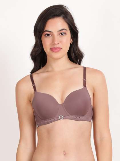 Susie Taupe Mauve Bottom Lace Trim With Charm Wired Bra