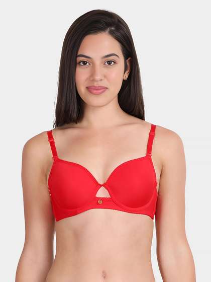 Susie Fiery Red Lace Neckline With Centre Keyhole Wired Bra