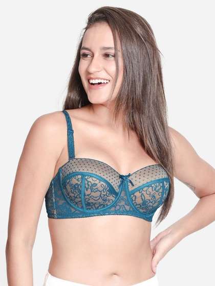 Susie Cobalt Blue Lace Overlay Balconette Bra