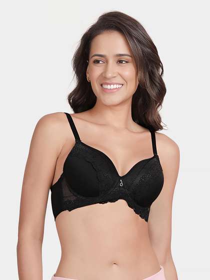 Susie Black Beauty Shiny Elastic Padded Wired Bra